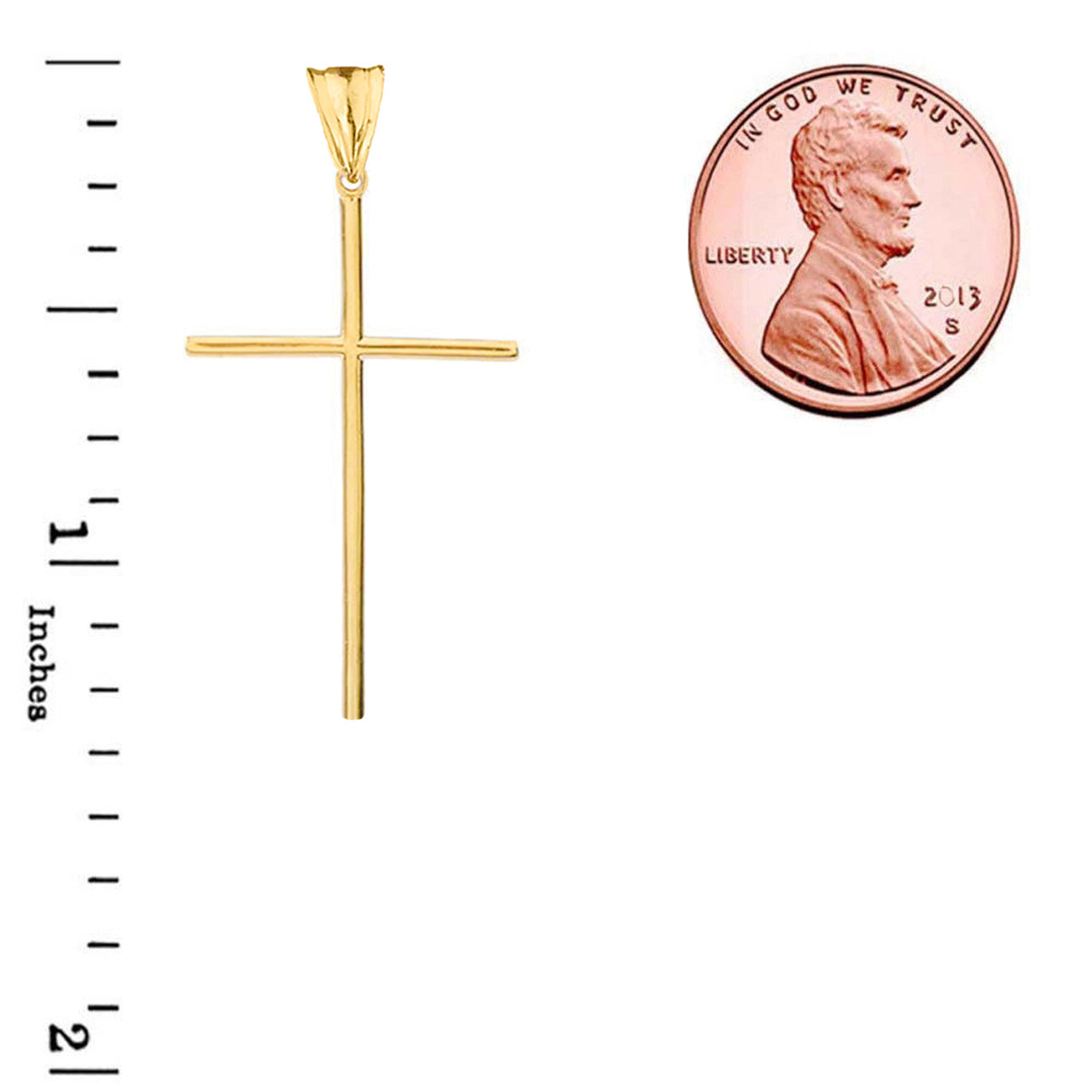 Gold Dainty Cross Pendant Necklace (1.27"), view 3