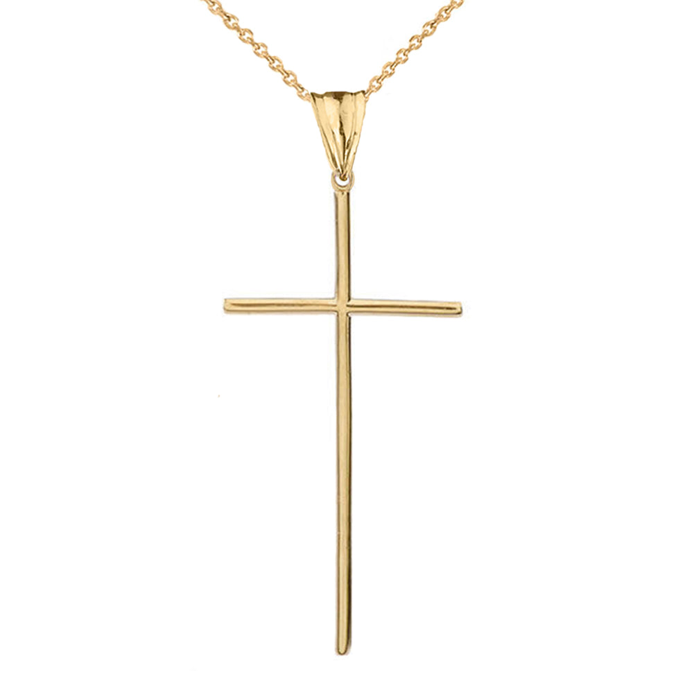 Gold Dainty Cross Pendant Necklace (1.70")
