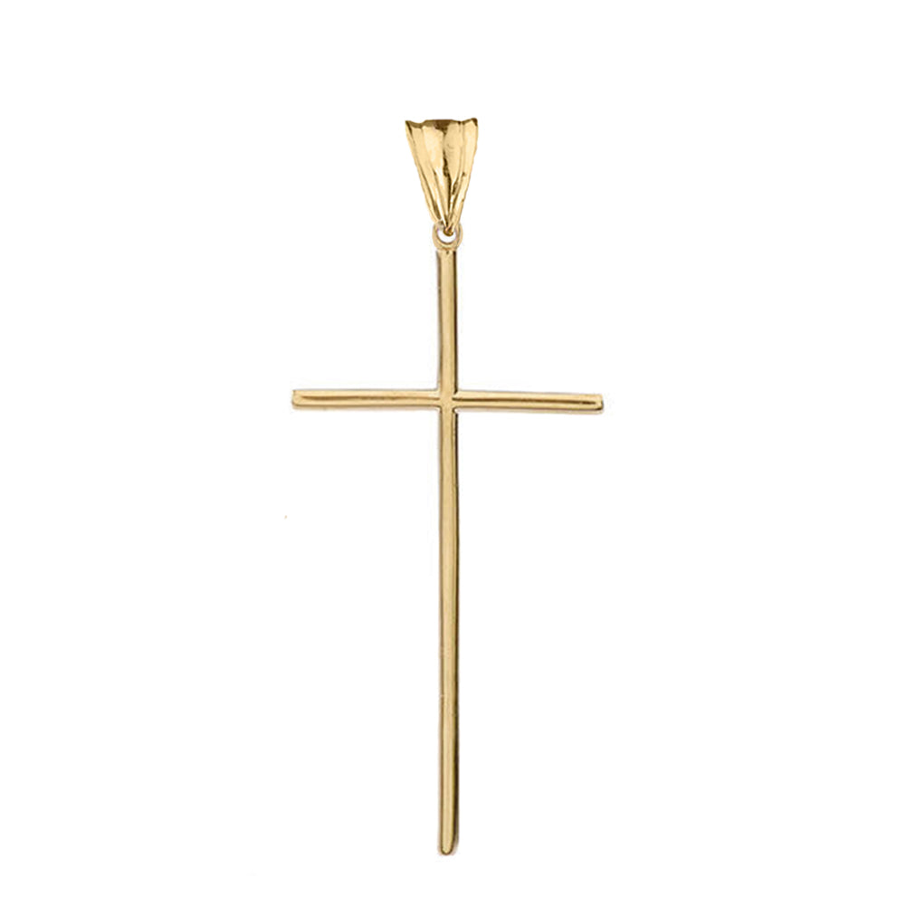 Gold Dainty Cross Pendant Necklace (1.70"), view 2