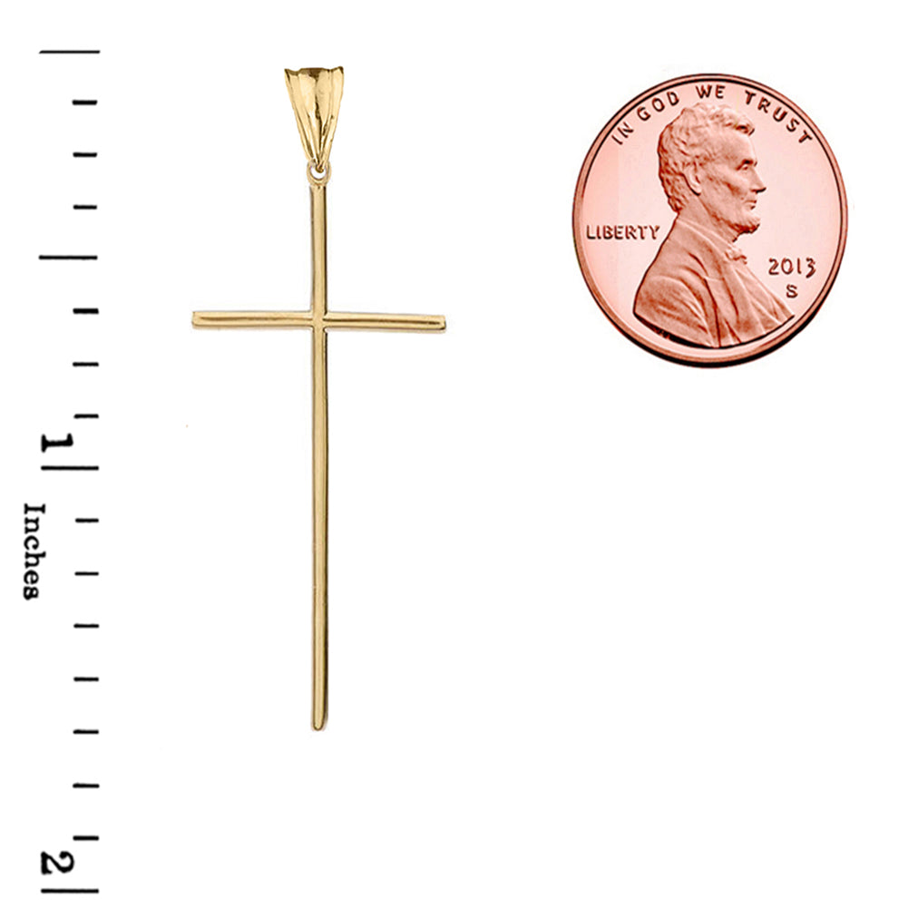 Gold Dainty Cross Pendant Necklace (1.70"), view 3