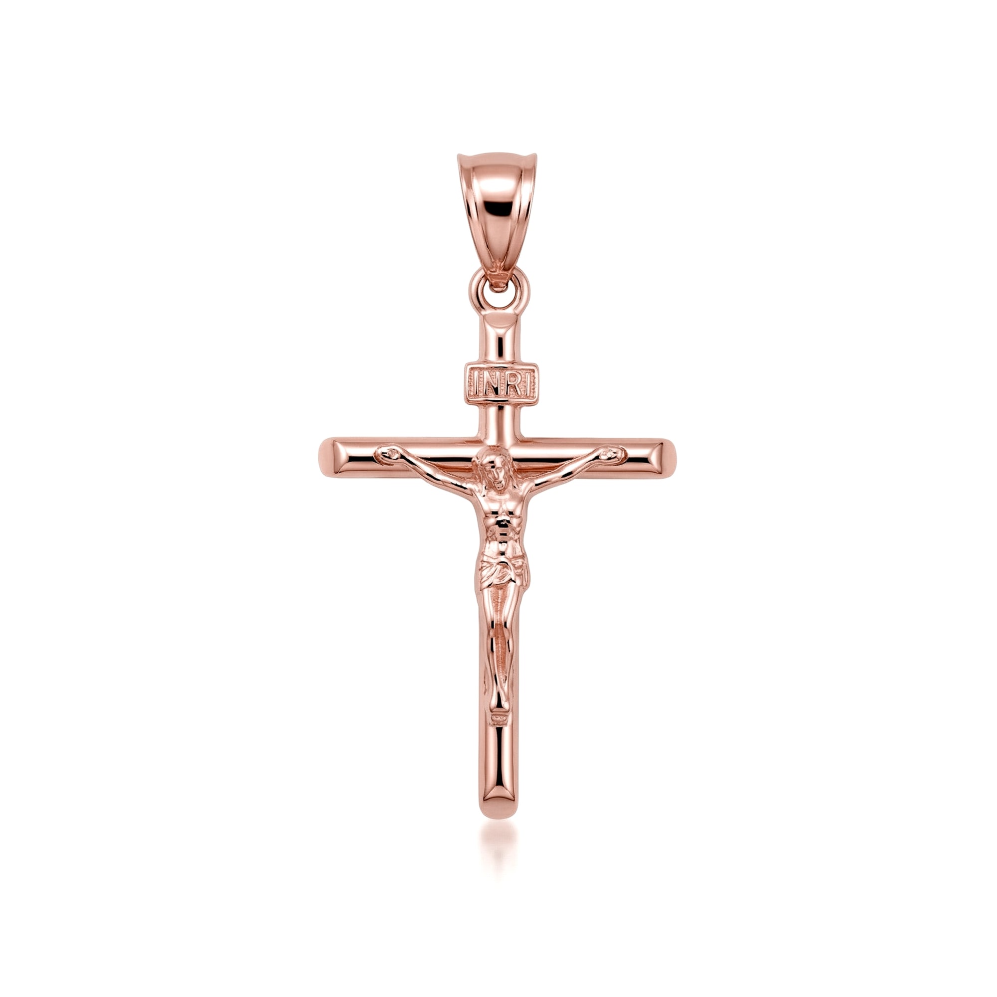Gold Dainty Crucifix Cross (INRI) Pendant Necklace, view 6