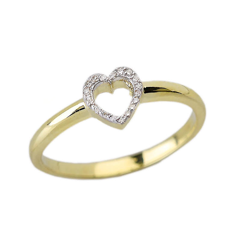 Gold Dainty Diamond Heart Ring