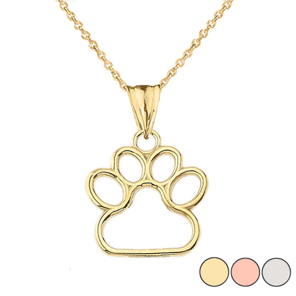 Gold Dainty Dog Paw Print Pendant Necklace (0.66'')