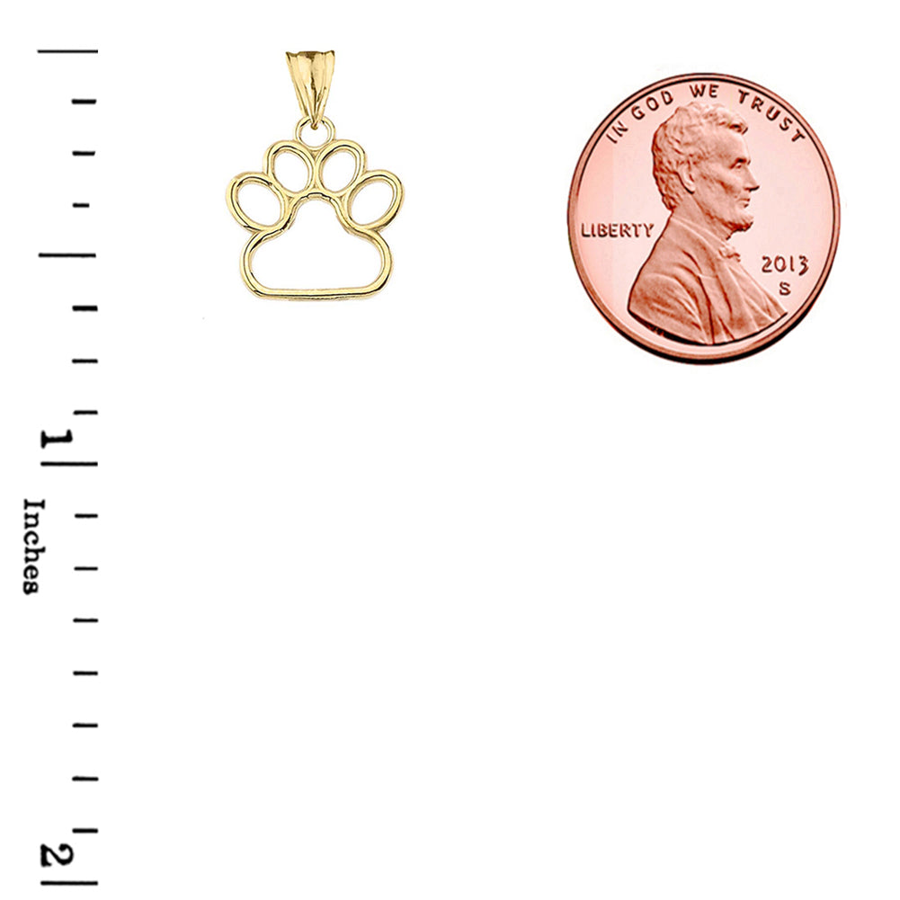Gold Dainty Dog Paw Print Pendant Necklace (0.66''), view 3