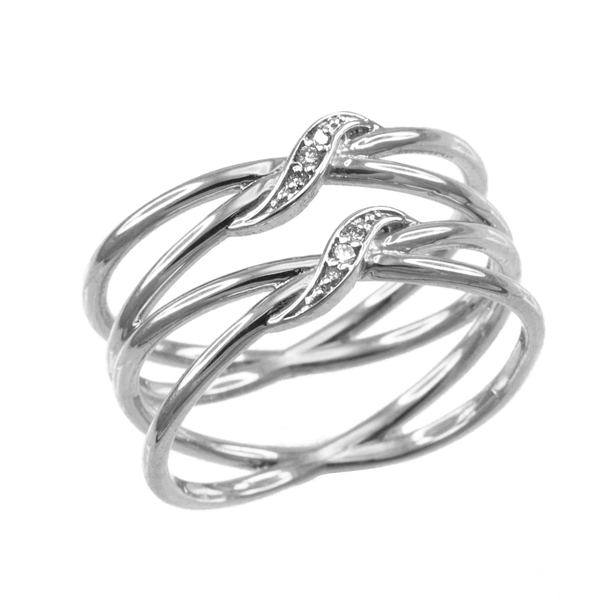 Gold Dainty Double Infinity Orbit Ring with Diamonds, view 2
