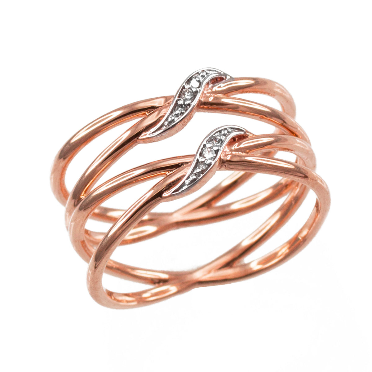 Gold Dainty Double Infinity Orbit Ring with Diamonds, view 3