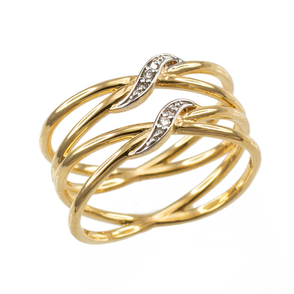 Gold Dainty Double Infinity Orbit Ring with Diamonds, view 4