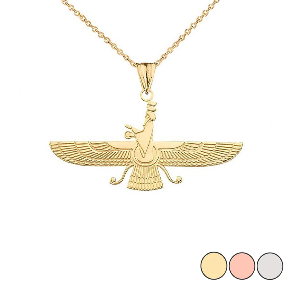 Gold Dainty Faravahar Pendant Necklace