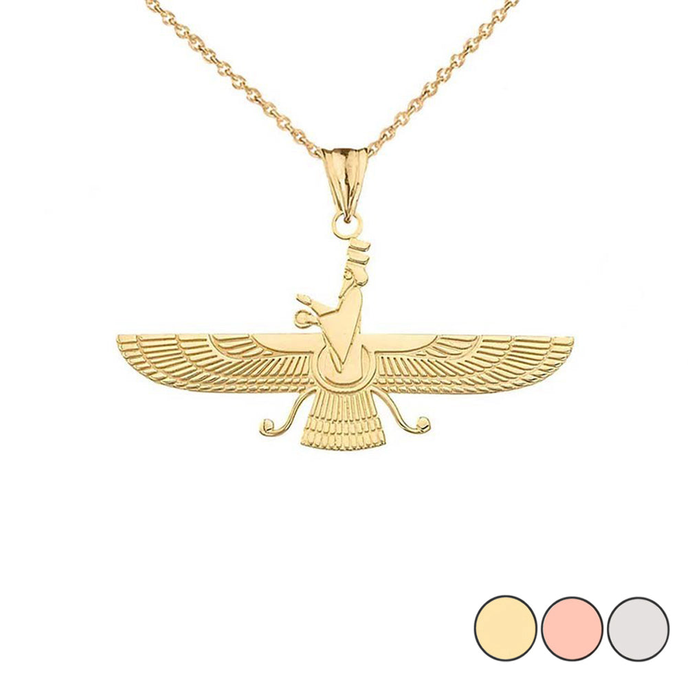 Gold Dainty Faravahar Pendant Necklace