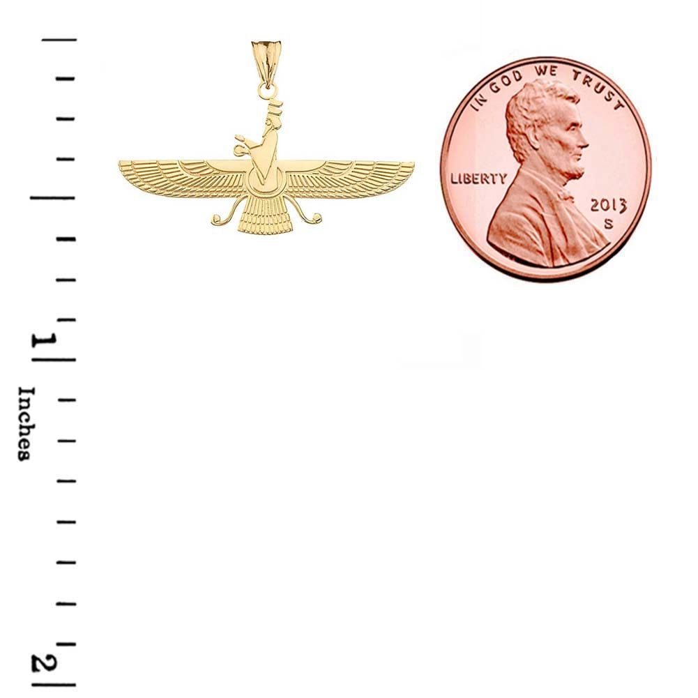Gold Dainty Faravahar Pendant Necklace, view 2