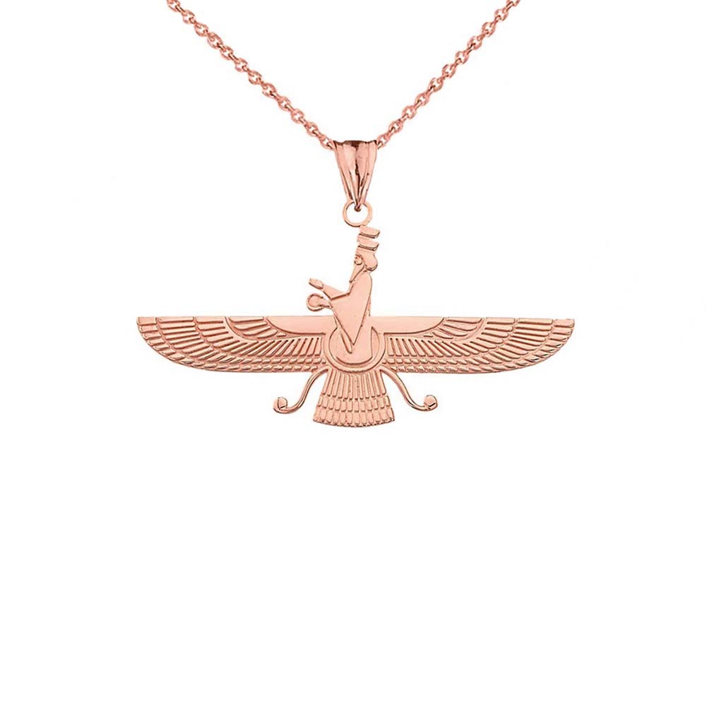 Gold Dainty Faravahar Pendant Necklace, view 3