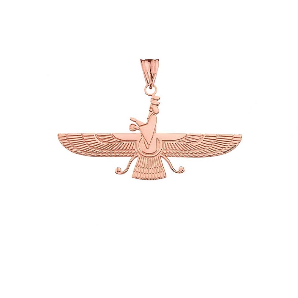 Gold Dainty Faravahar Pendant Necklace, view 5