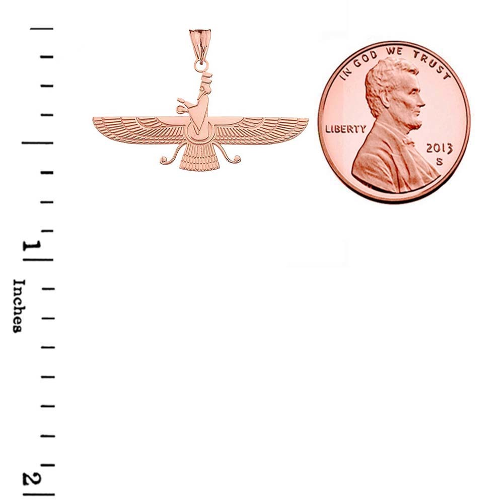 Gold Dainty Faravahar Pendant Necklace, view 6
