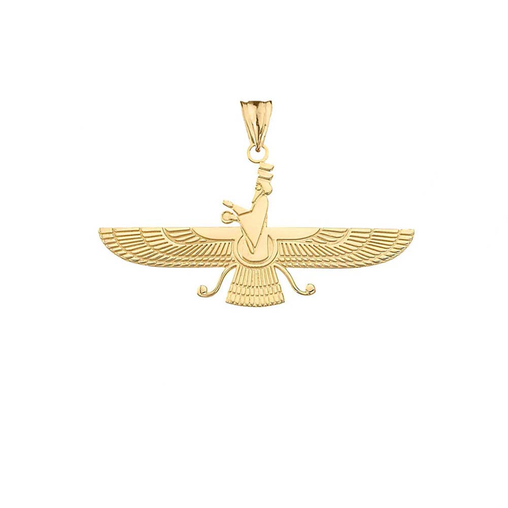 Gold Dainty Faravahar Pendant Necklace, view 9