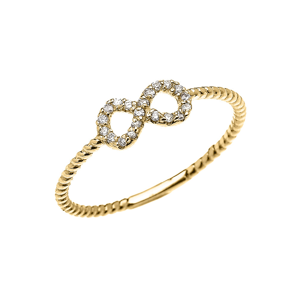 Gold Dainty Infinity Diamond Rope Design Promise/Stackable Ring