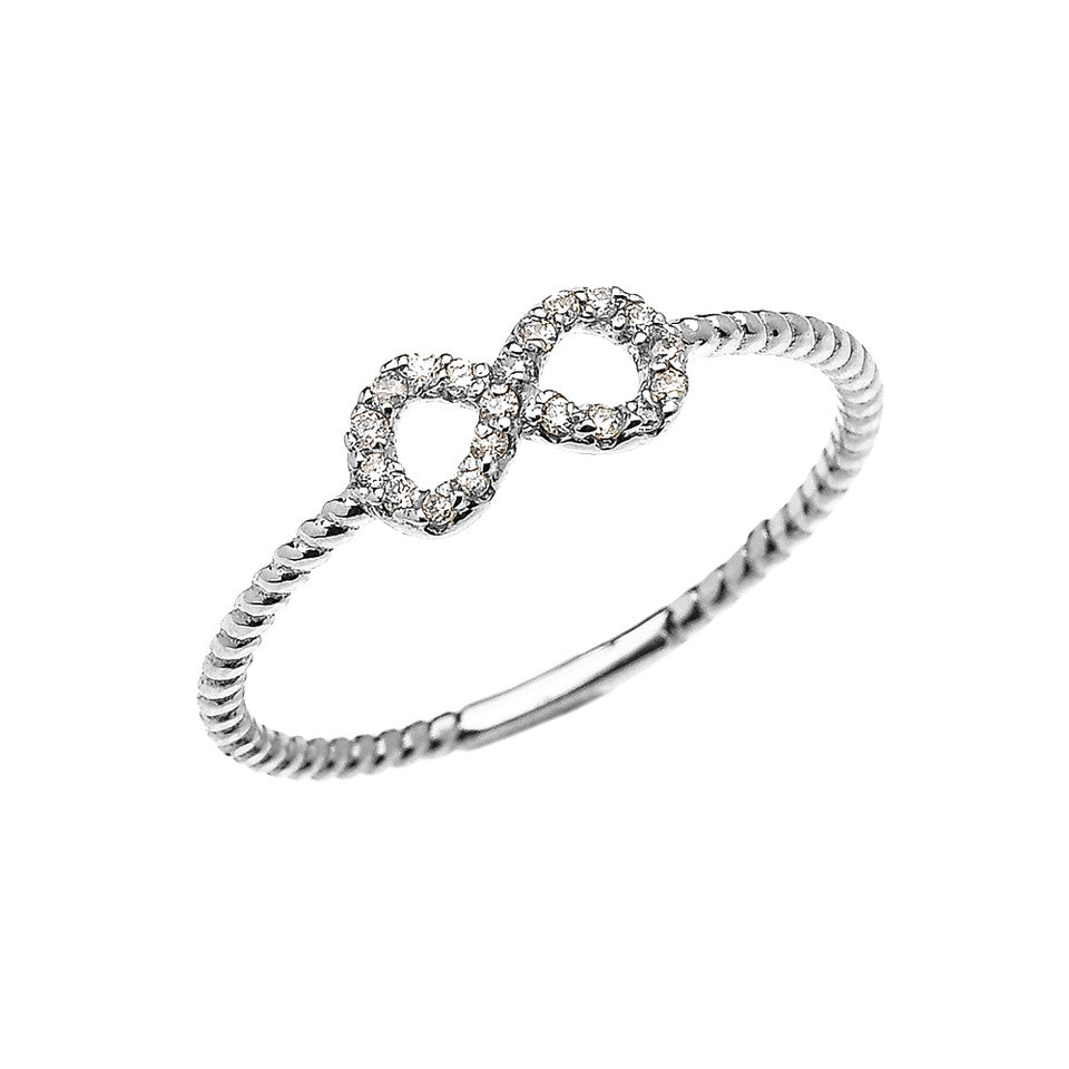 Gold Dainty Infinity Diamond Rope Design Promise/Stackable Ring, view 2