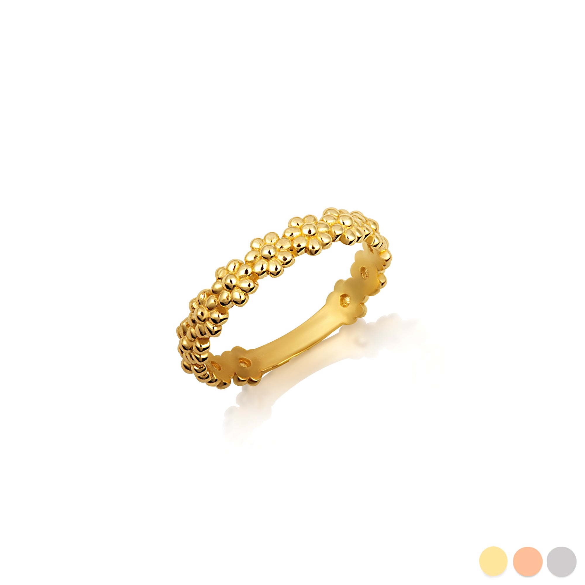Gold Daisy Flower Band Ring