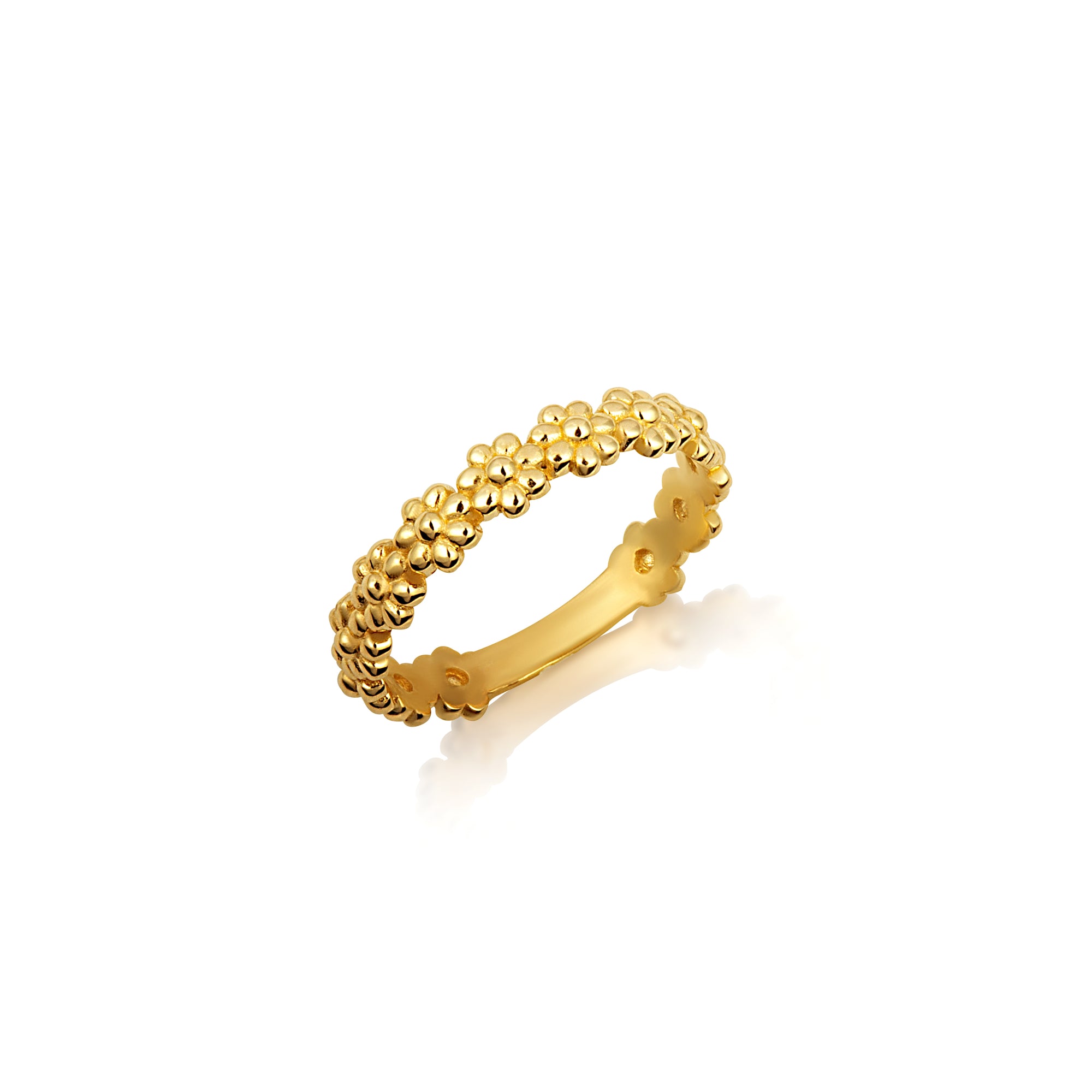 Gold Daisy Flower Band Ring, view 5