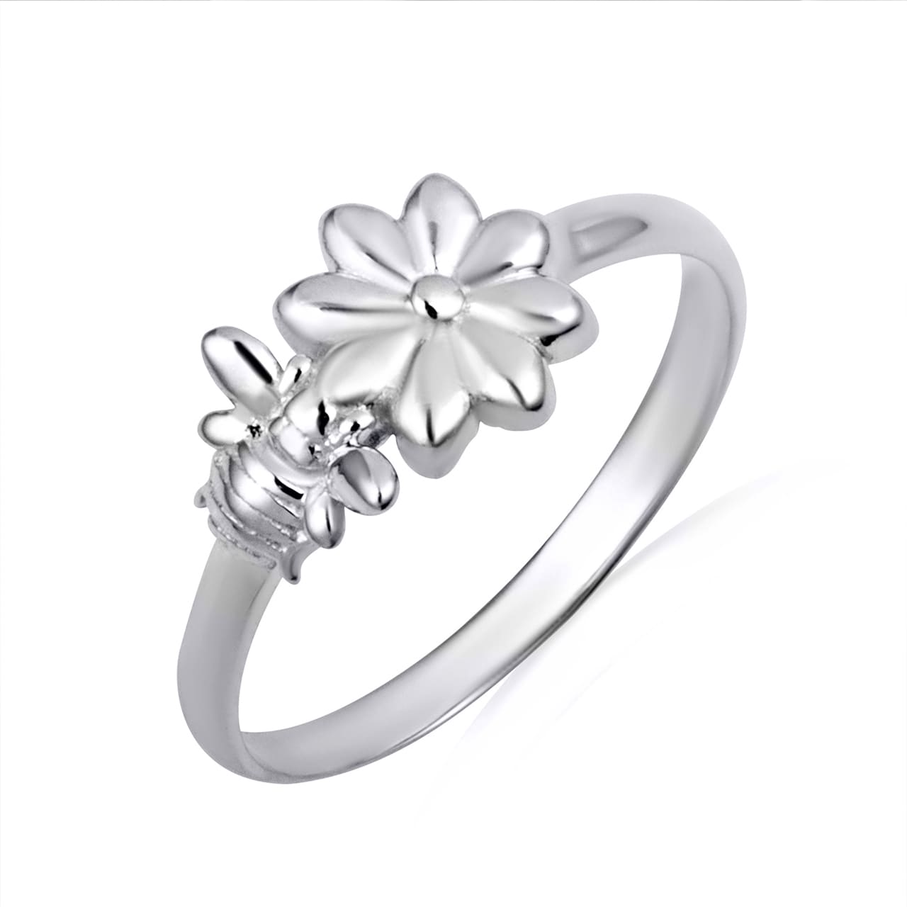 Gold Daisy Flower Bee Ring, view 3