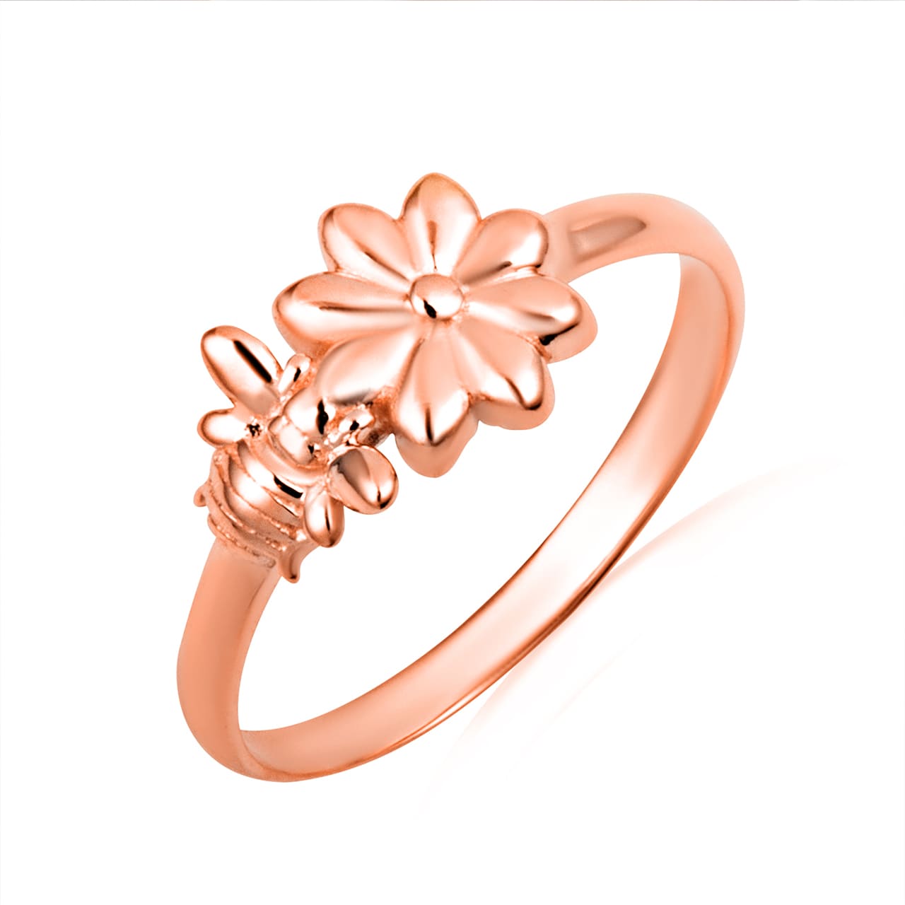 Gold Daisy Flower Bee Ring, view 4