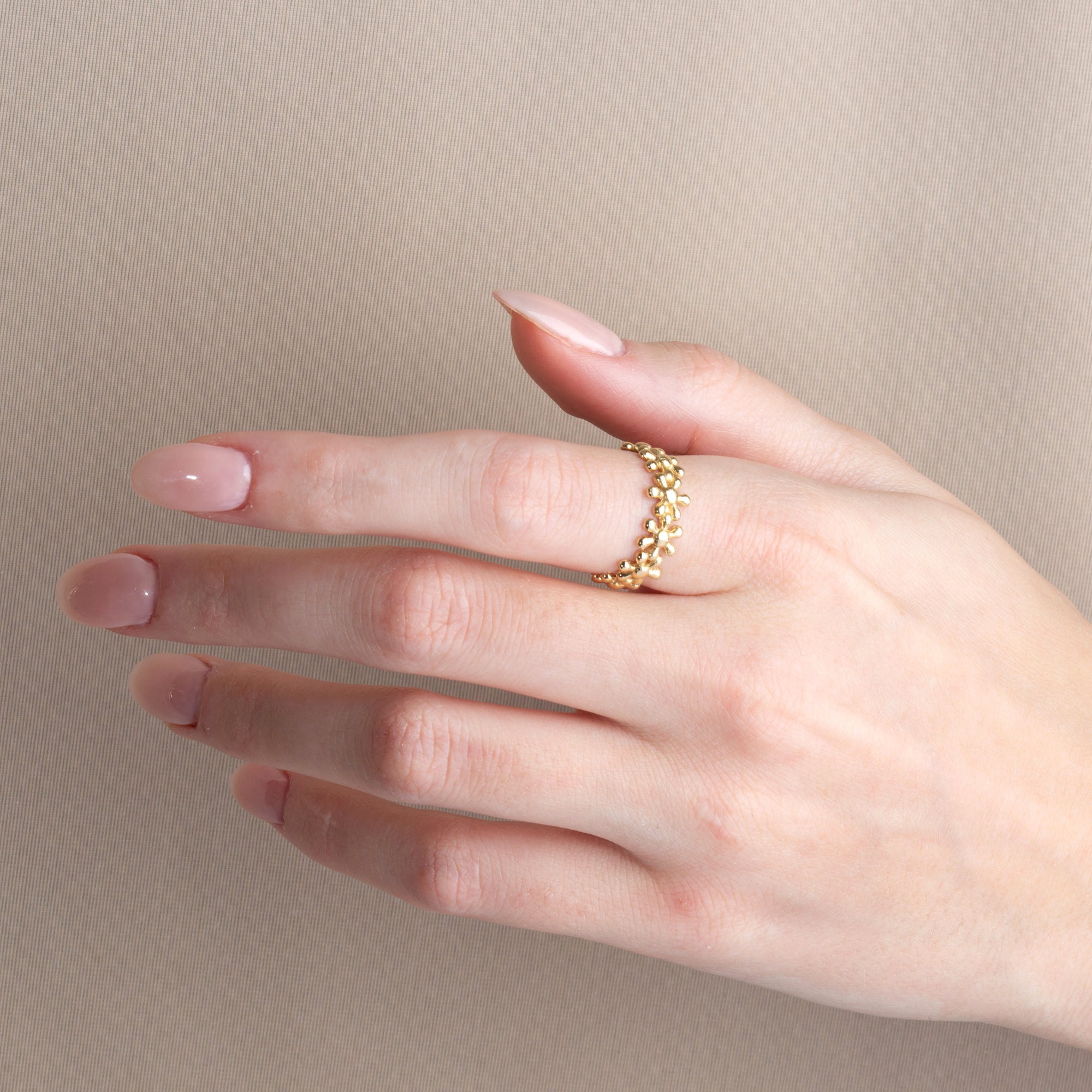 Gold Daisy Flower Petal Band Ring, view 2