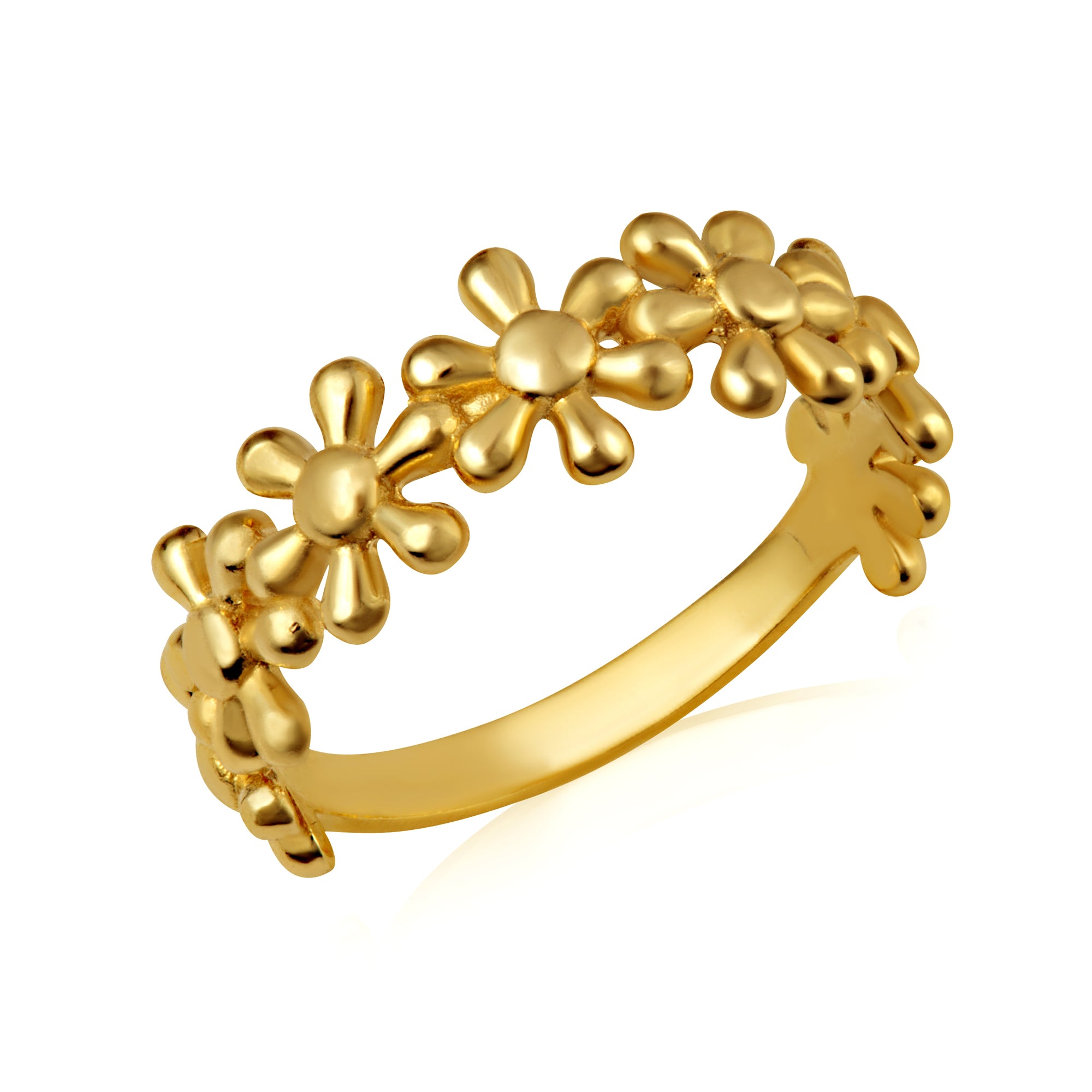 Gold Daisy Flower Petal Band Ring, view 5
