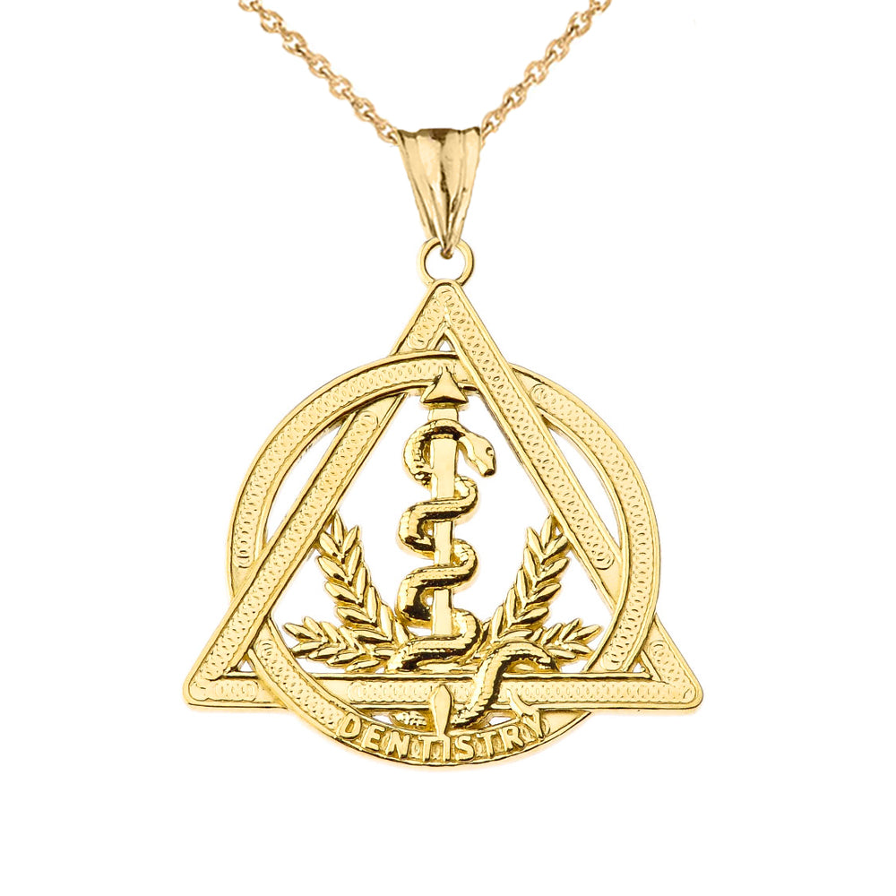 Gold Dentistry Symbol Pendant Necklace