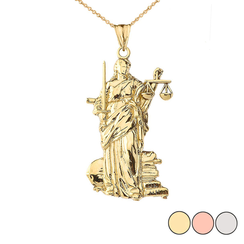 Gold Designer Lady Justice Pendant Necklace