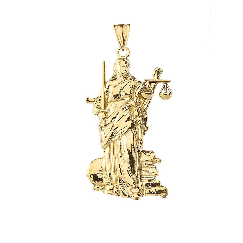 Gold Designer Lady Justice Pendant Necklace, view 3