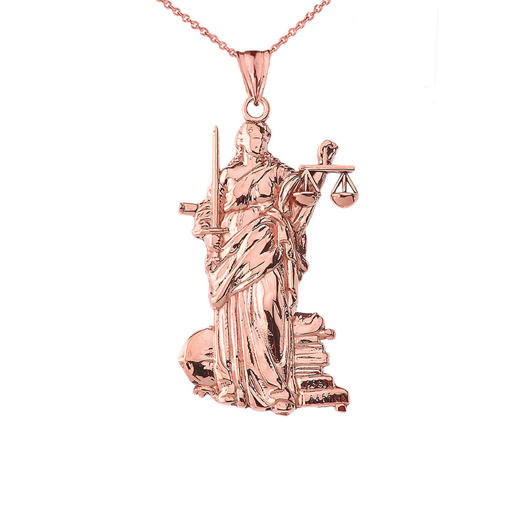 Gold Designer Lady Justice Pendant Necklace, view 4