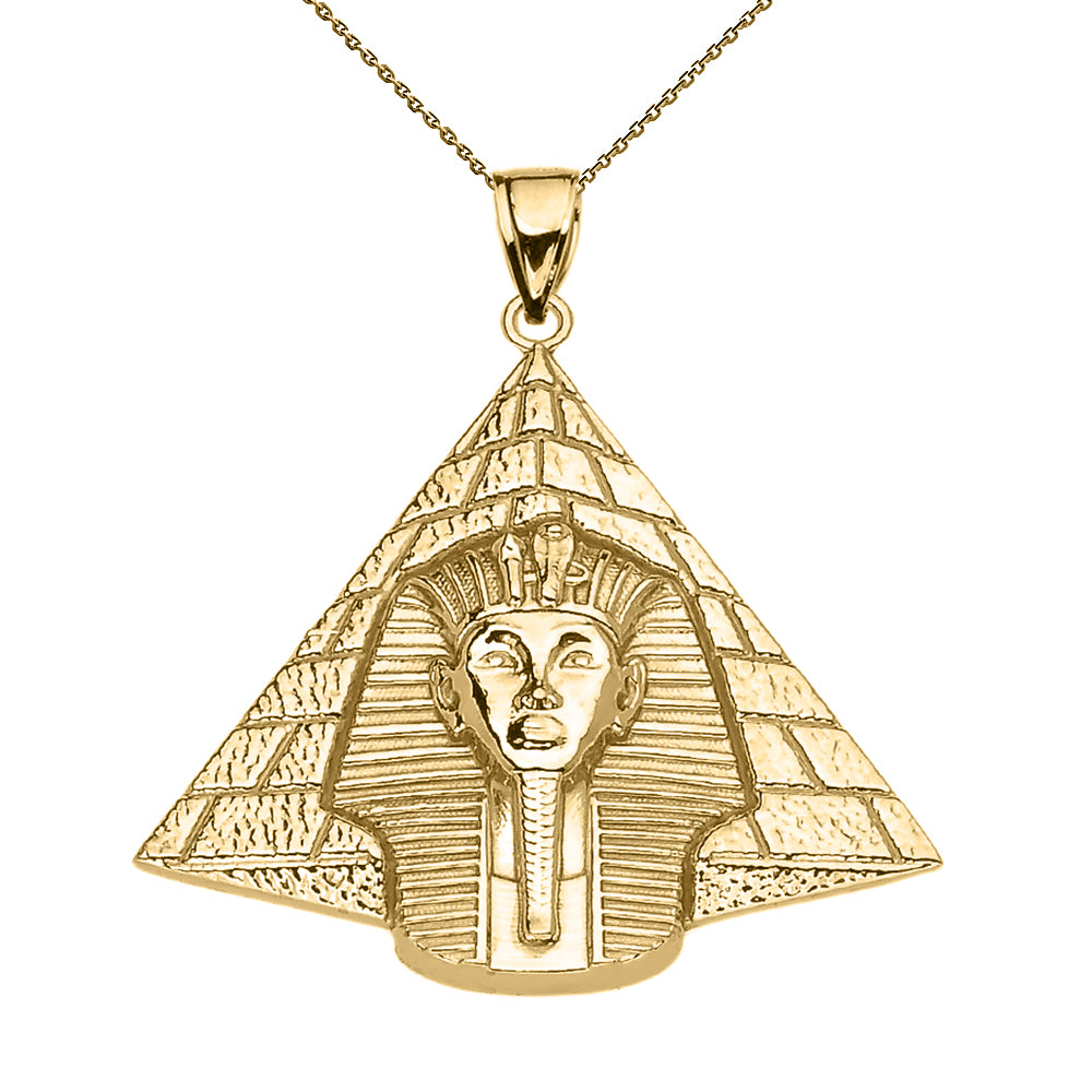 Gold Detailed Egyptian Pyramid King Tut (Tutankhamun) Pendant Necklace