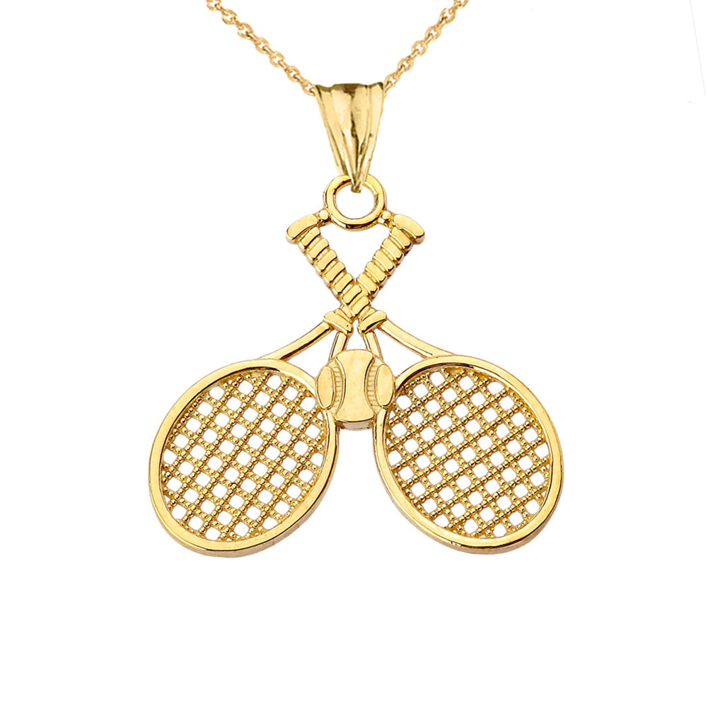 Gold Detailed Tennis Rackets Pendant Necklace