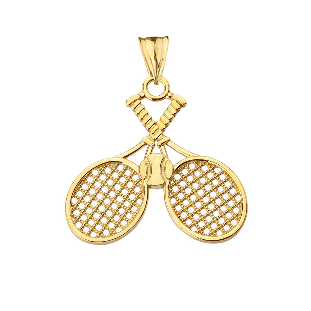 Gold Detailed Tennis Rackets Pendant Necklace, view 2