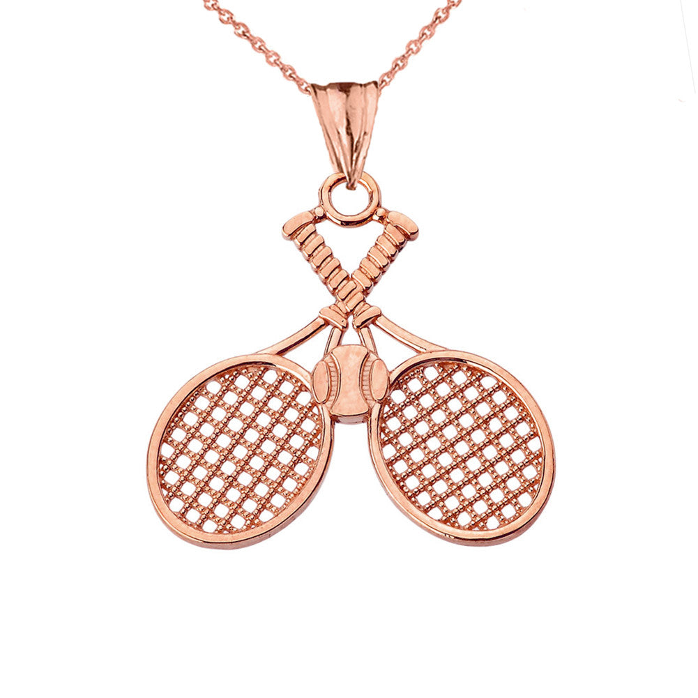 Gold Detailed Tennis Rackets Pendant Necklace, view 4