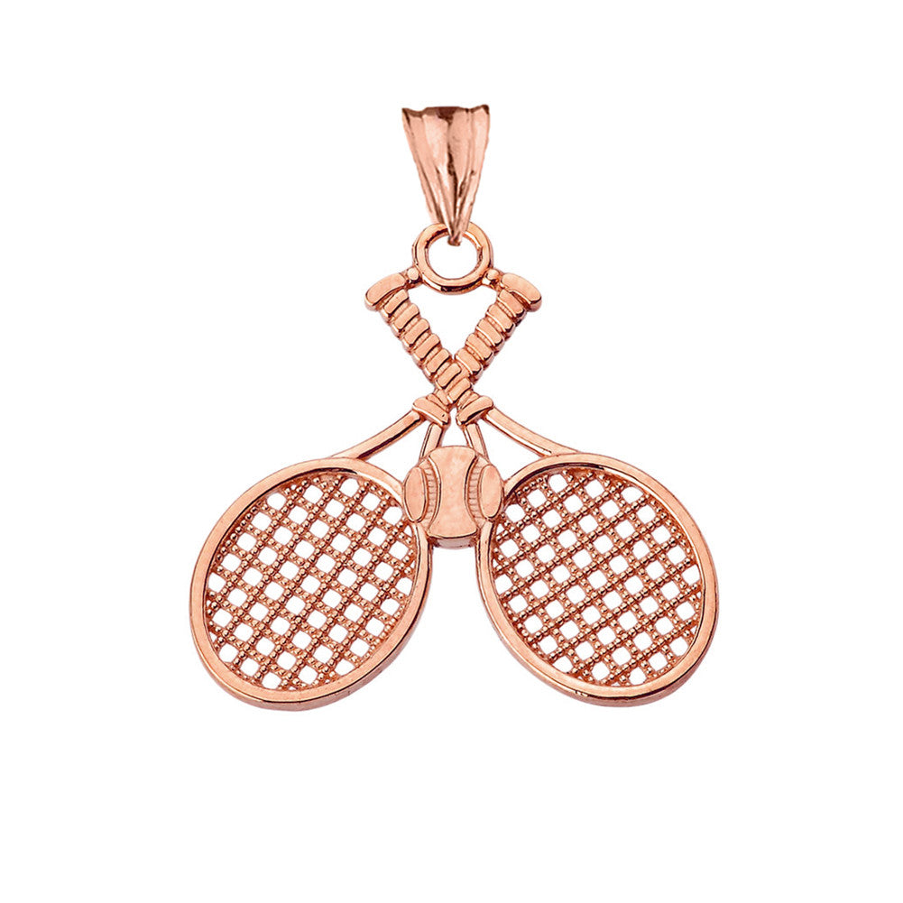 Gold Detailed Tennis Rackets Pendant Necklace, view 5