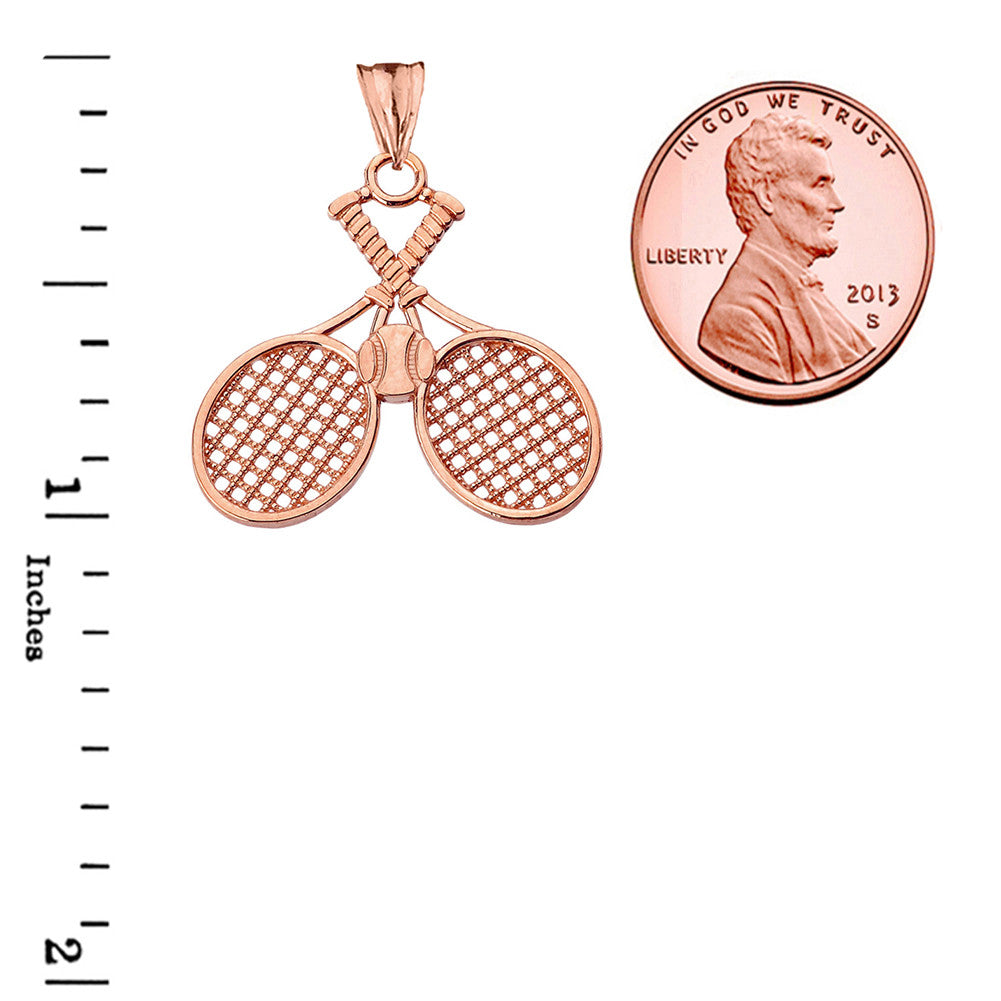 Gold Detailed Tennis Rackets Pendant Necklace, view 6