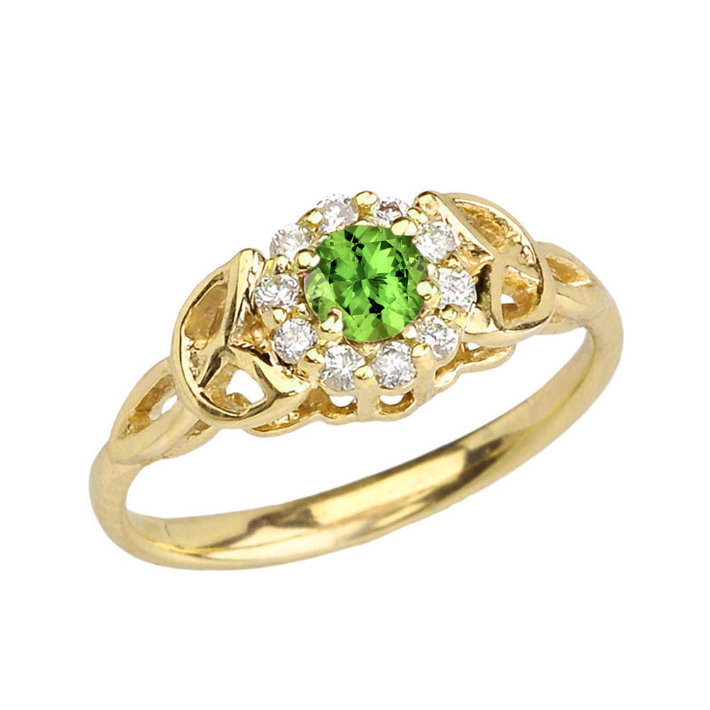 Gold Diamond and Peridot Engagement/Promise Ring