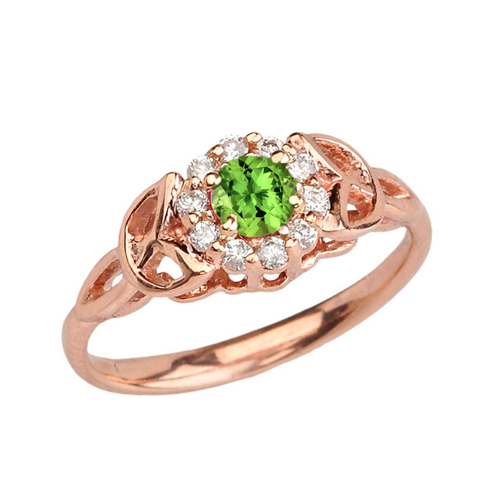 Gold Diamond and Peridot Engagement/Promise Ring, view 2