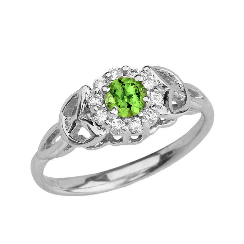 Gold Diamond and Peridot Engagement/Promise Ring, view 3