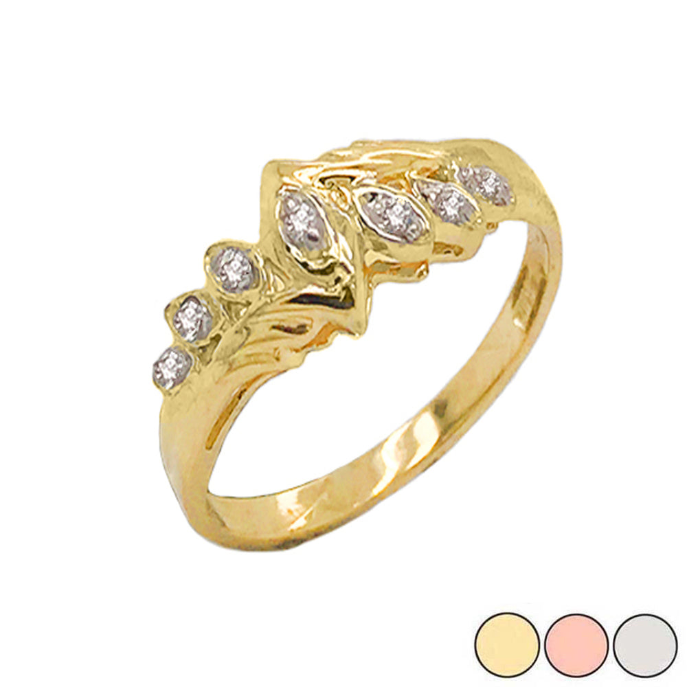 Gold Diamond Band Engagement Ring