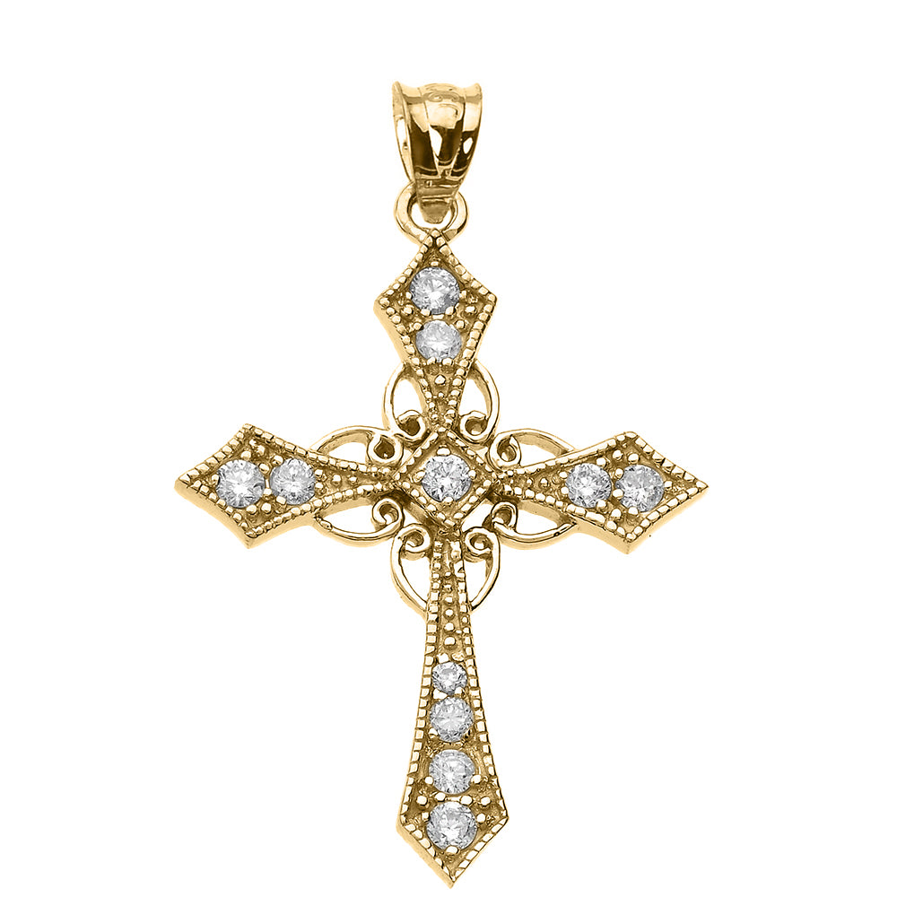 Gold Diamond Celtic Cross Pendant Necklace, view 2