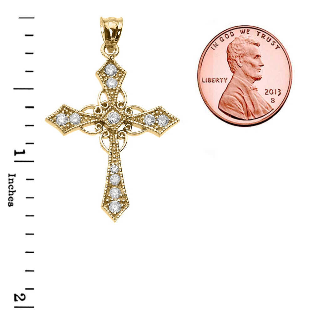Gold Diamond Celtic Cross Pendant Necklace, view 4