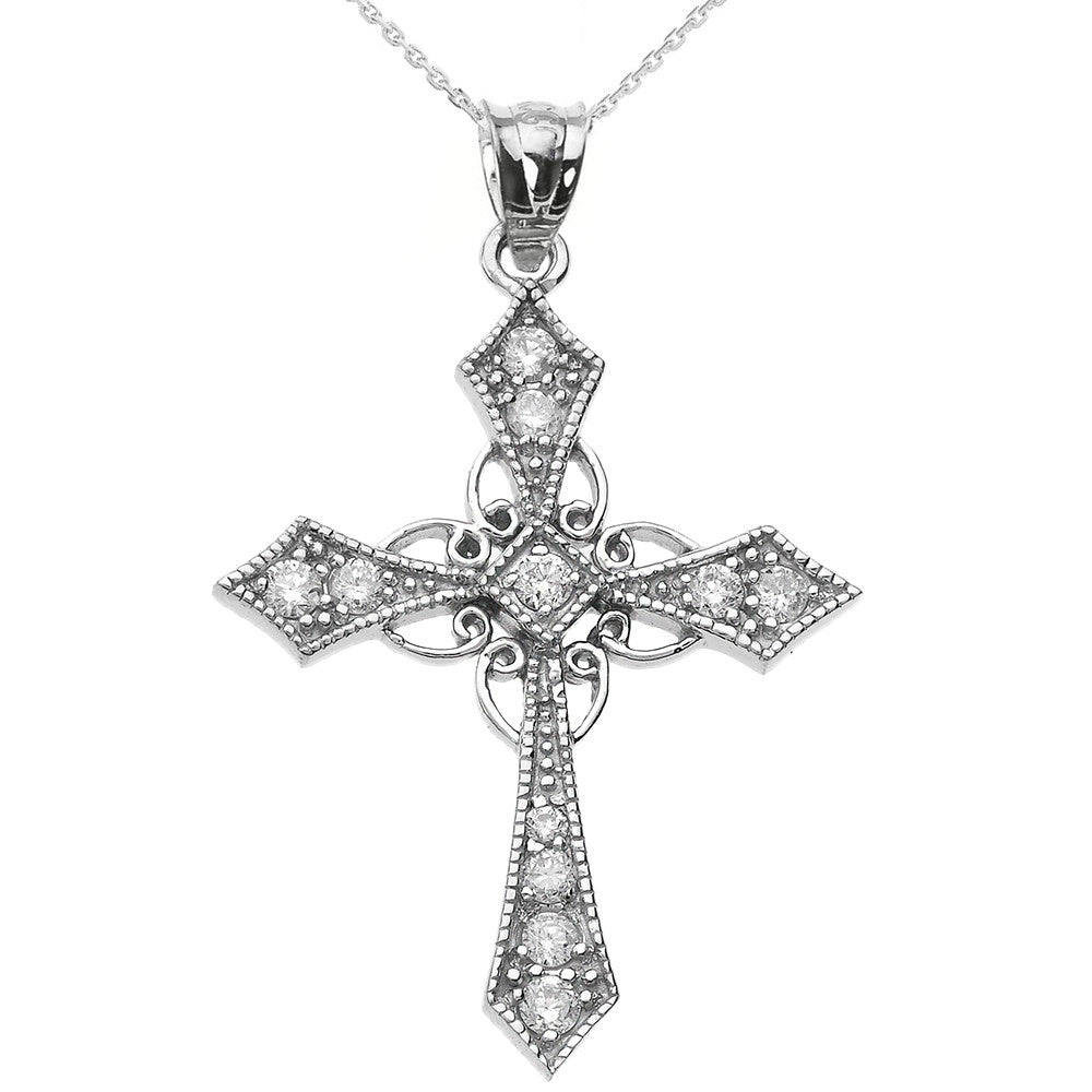 Gold Diamond Celtic Cross Pendant Necklace, view 6