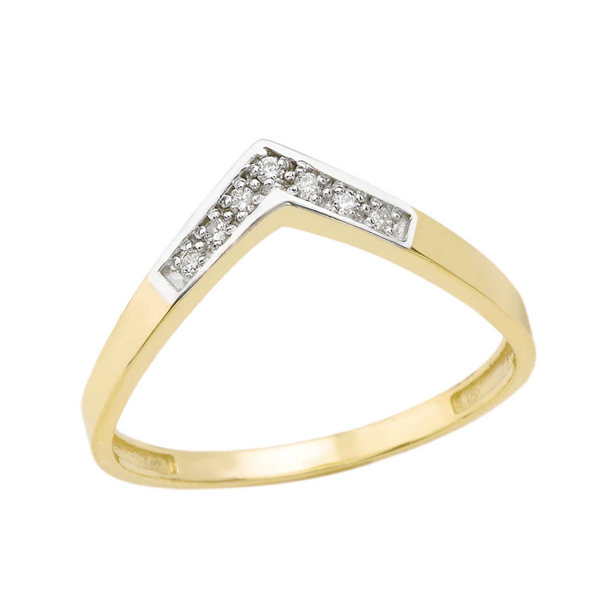 Gold Diamond Chevron Stackable Band Ring