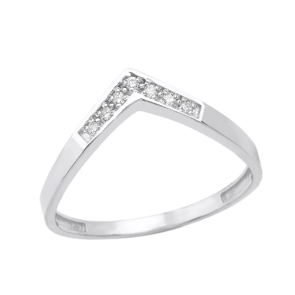Gold Diamond Chevron Stackable Band Ring, view 2