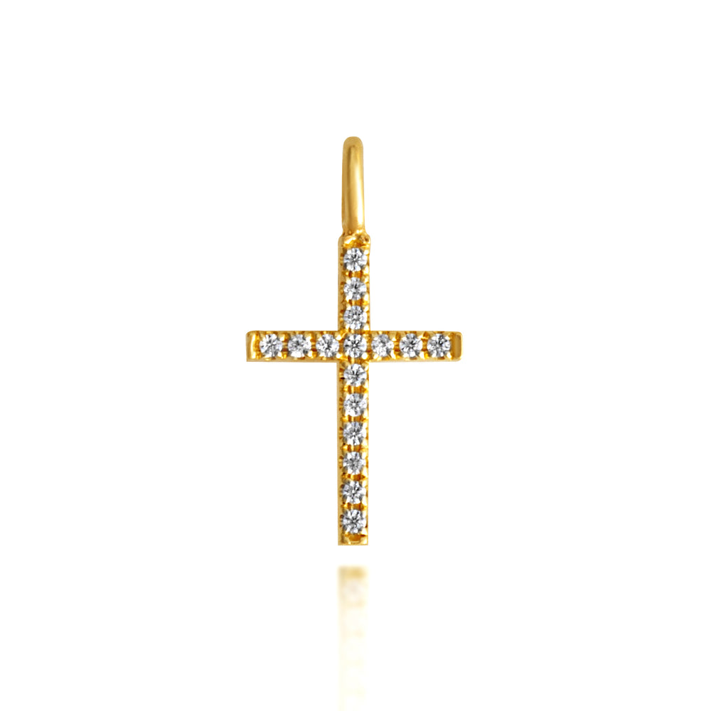 Gold Diamond Cross Charm Pendant Necklace