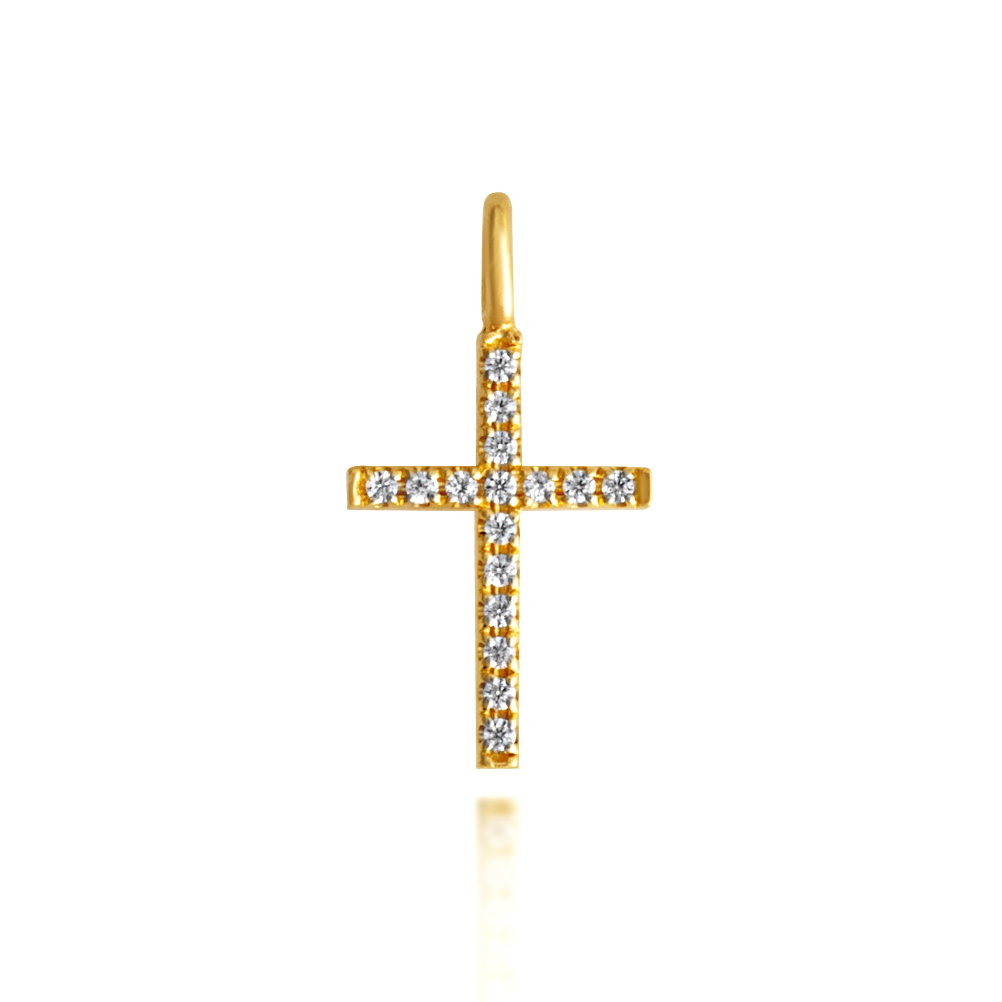 Gold Diamond Cross Charm Pendant Necklace