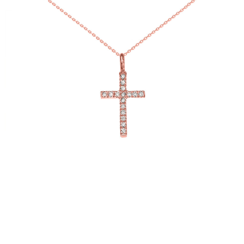 Gold Diamond Cross Charm Pendant Necklace, view 5