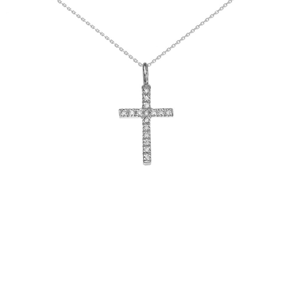 Gold Diamond Cross Charm Pendant Necklace, view 6