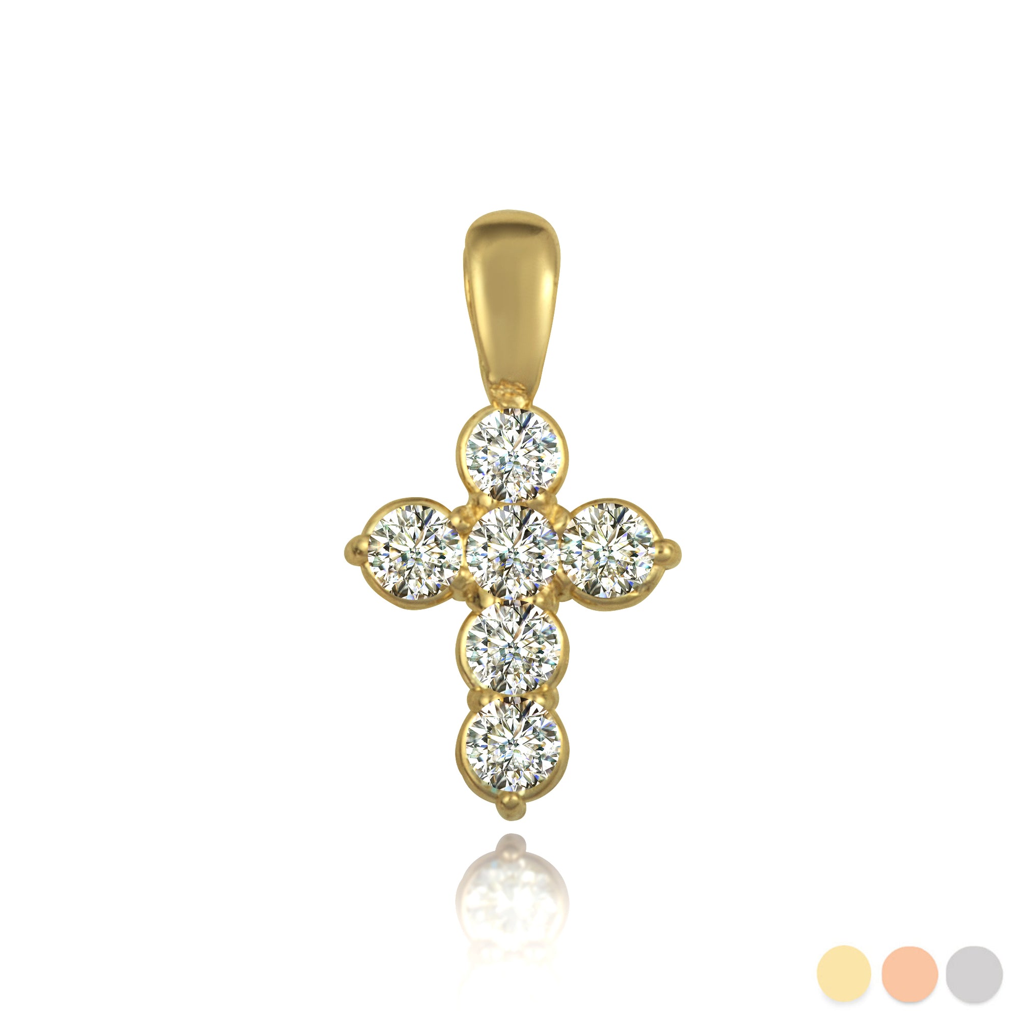 Gold Diamond Cross Faith Pendant Necklace